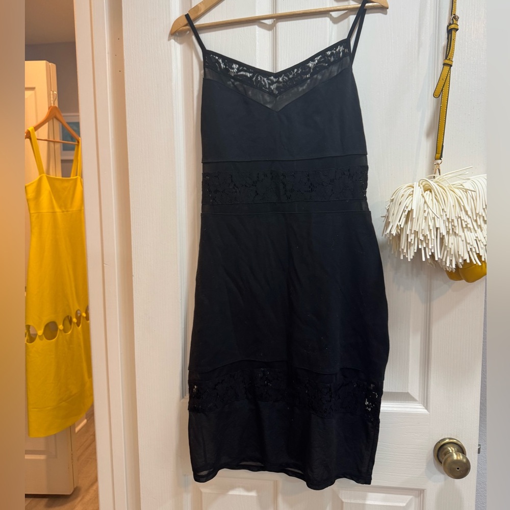 French Connection Black Lace Midi Dress